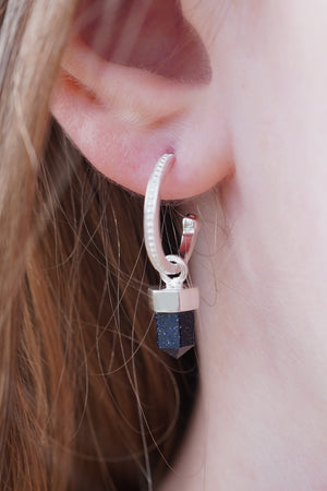 blue crystal gemstone huge hoop earrings in gold