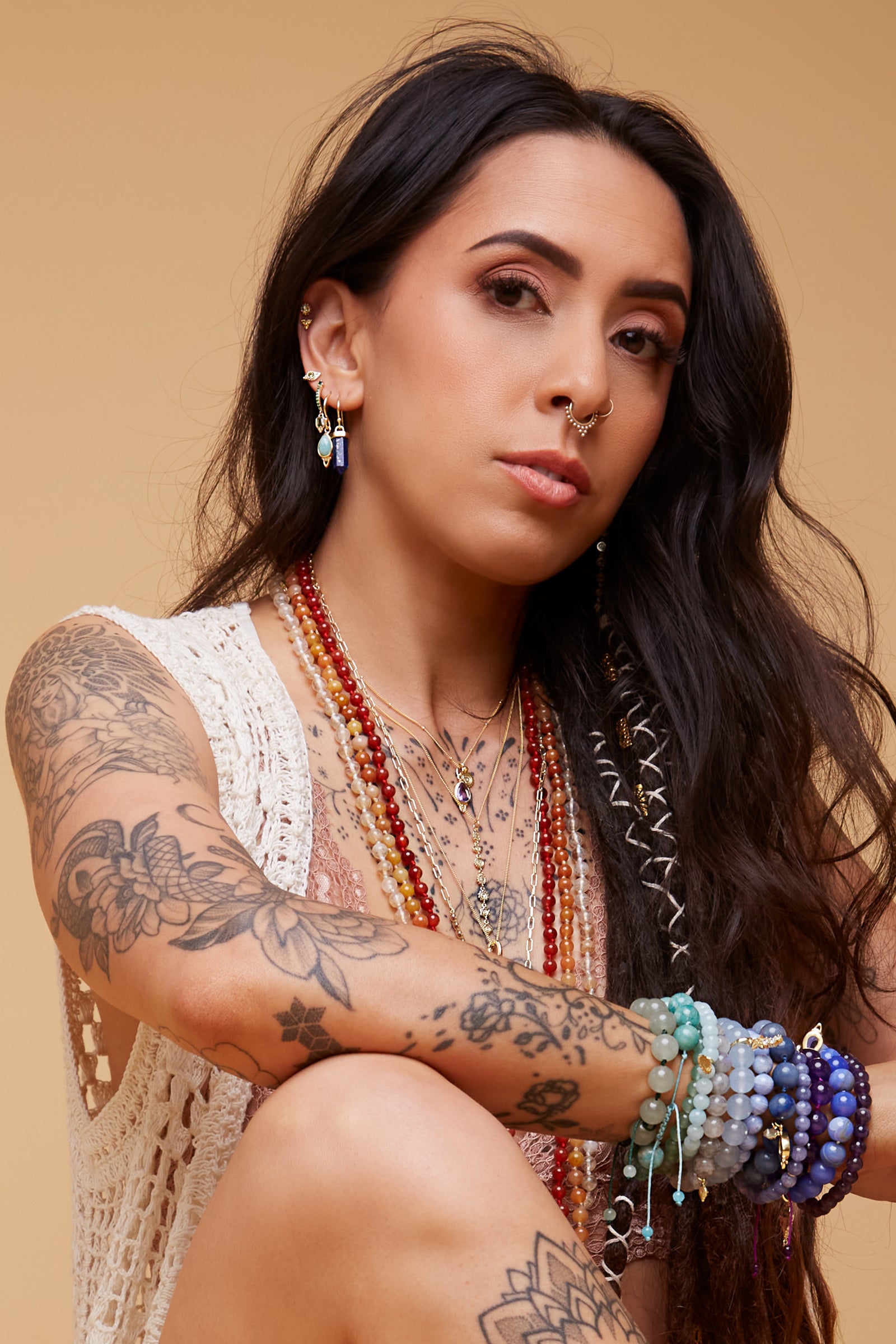 Throat Chakra Earrings Gold