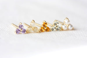 Silver Birthstone Studs - June/Pearl