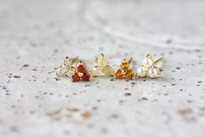 Silver Birthstone Studs - April/Crystal