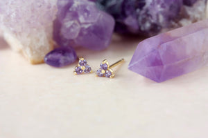 February Amethyst Birthstone Stud Earrings