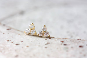 Gold Birthstone Studs - April/Crystal