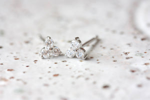 Silver Birthstone Studs - April/Crystal