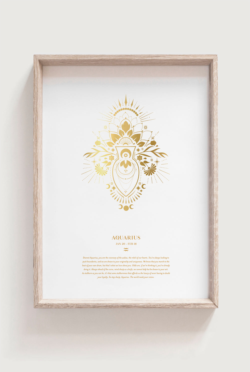 Aquarius Zodiac Art Print Birthday Gift NZ