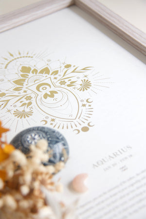 Aquarius Zodiac Art Print Birthday Gift NZ
