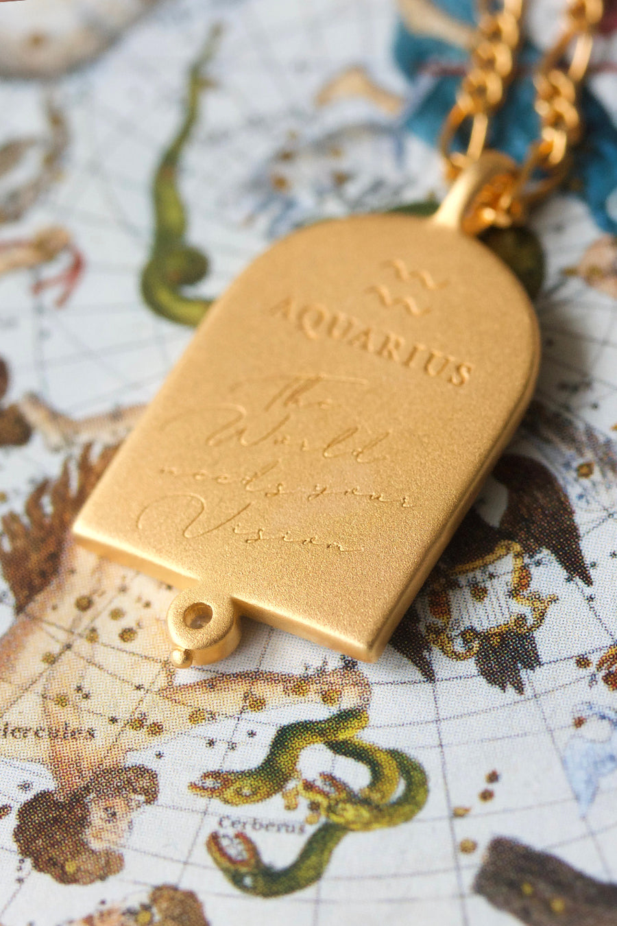 Aquarius Zodiac Necklace in Gold for astrology lover