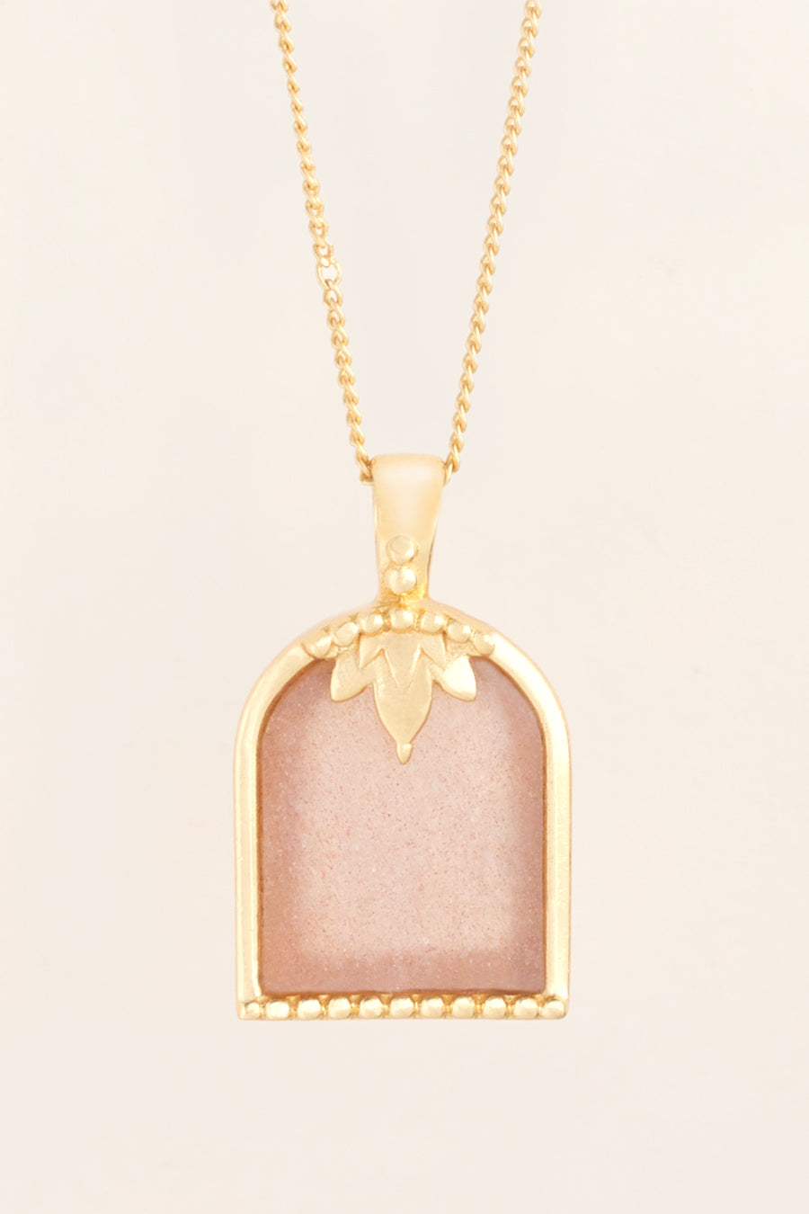 Arch Peach Moonstone Gold Necklace