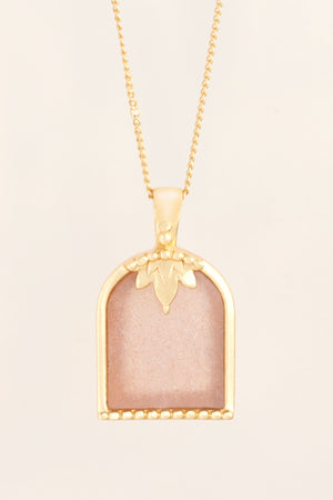 Arch Peach Moonstone Gold Necklace