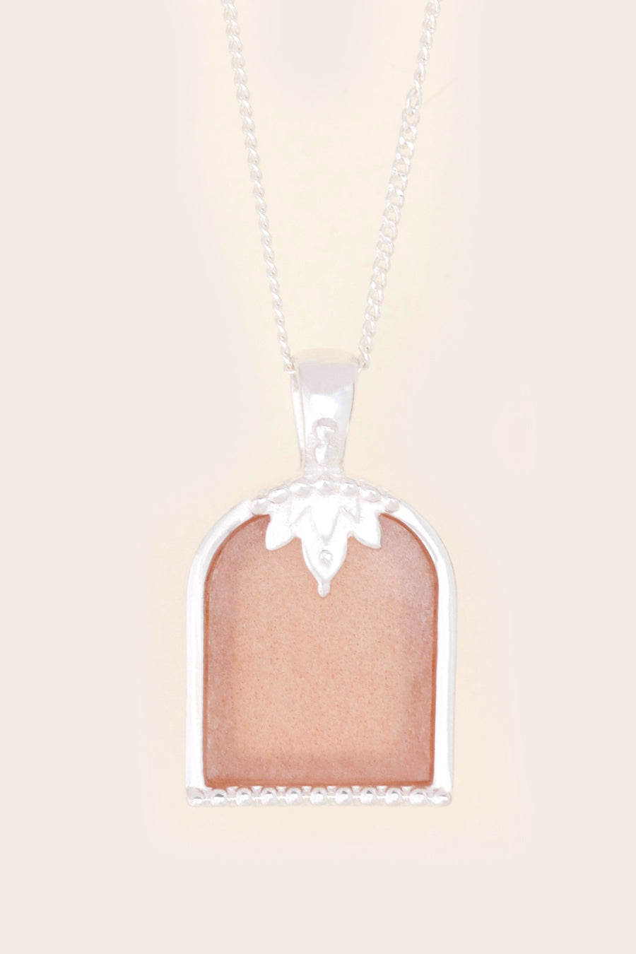 Silver Peach Moonstone Crystal Necklace NZ