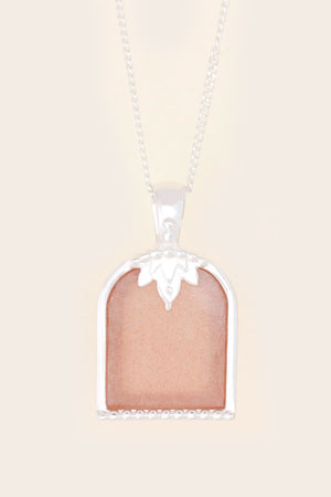 Silver Peach Moonstone Crystal Necklace NZ