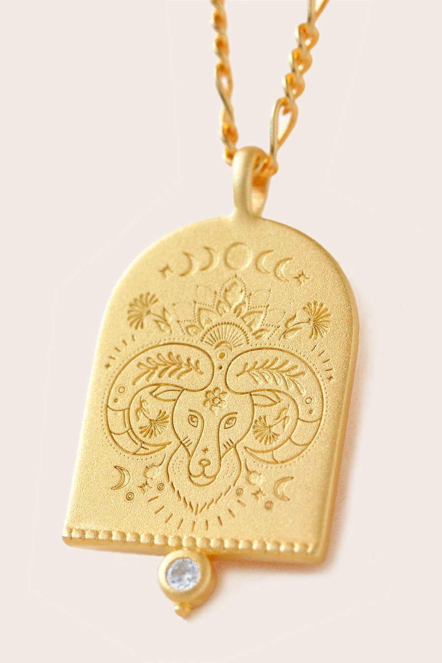 Aries Zodiac Necklace Pale Gold
