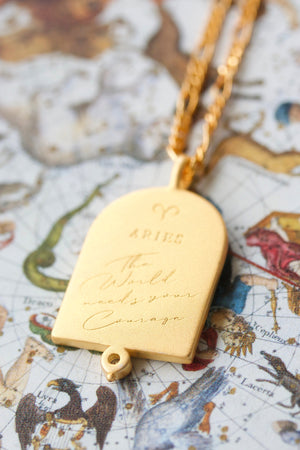 Aries Zodiac Star Sign Golden Pendant Necklace NZ