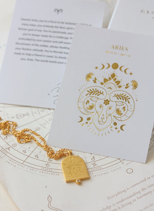 Aries Zodiac Star Sign Golden Pendant Necklace NZ