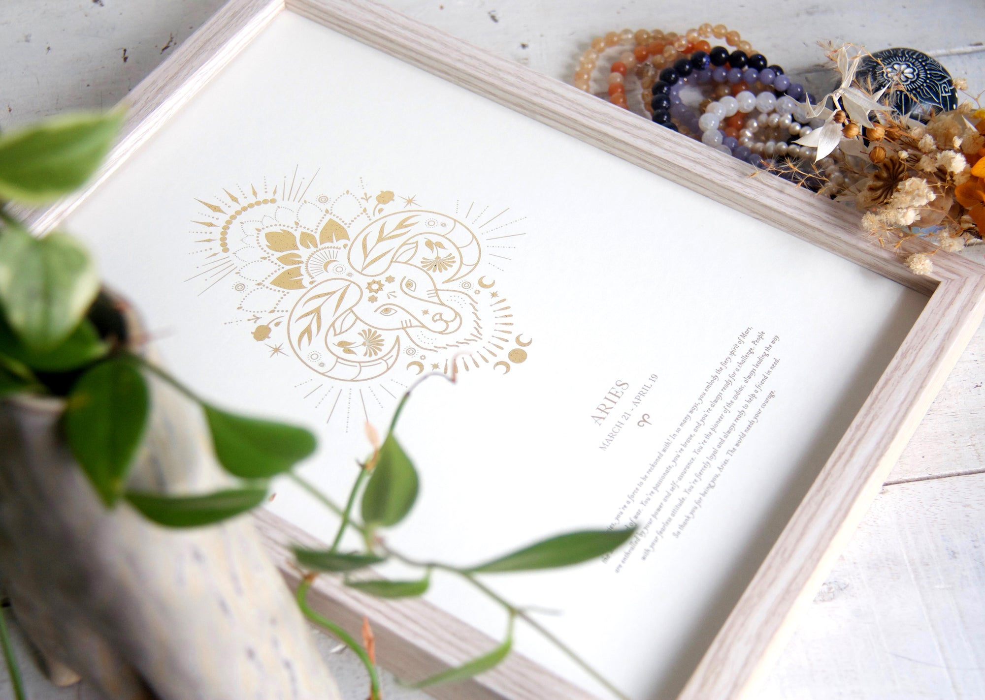 Aries Star Sign Gold Zodiac Art Print NZ