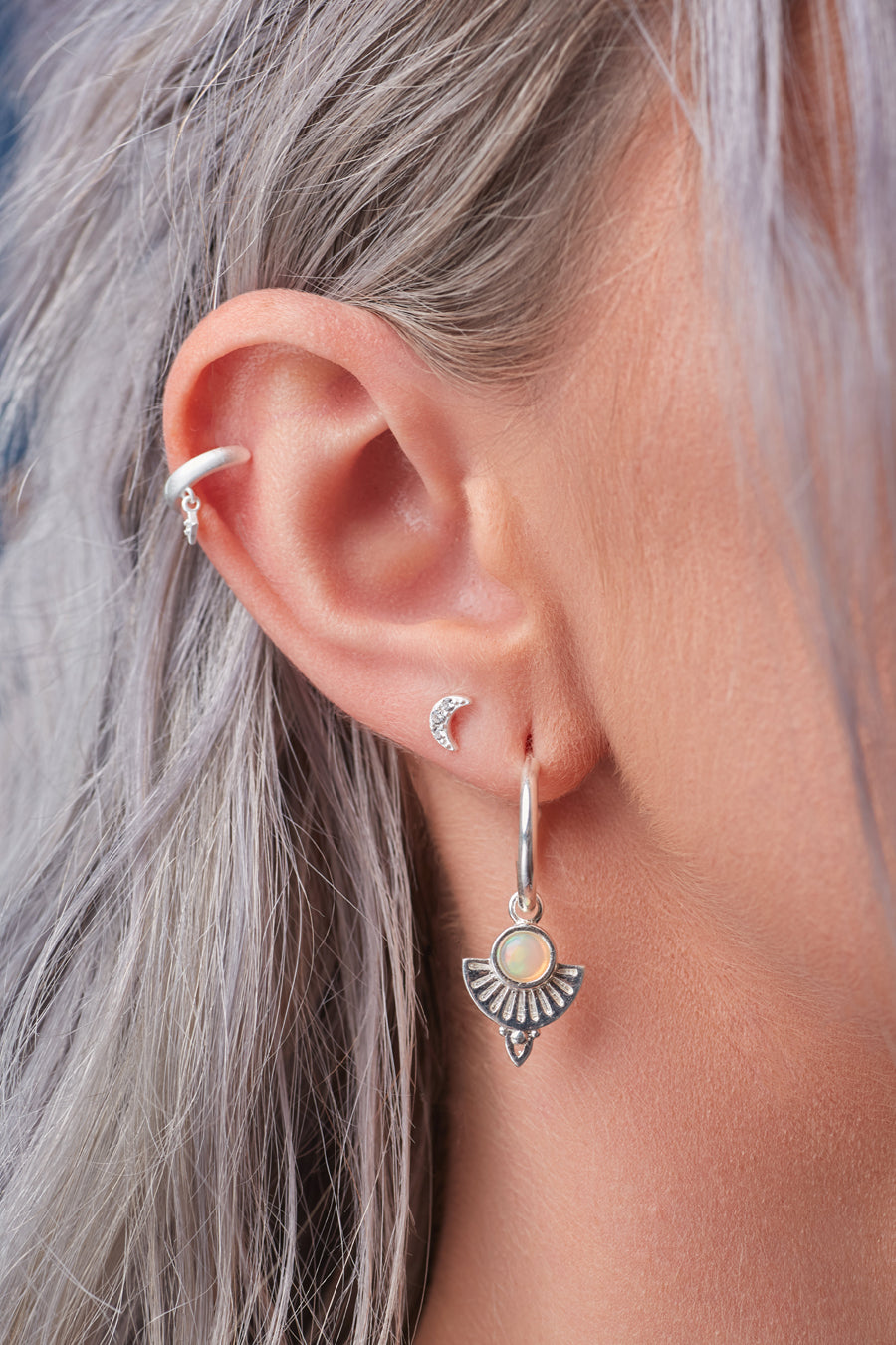 To The Moon & Back Studs - Silver