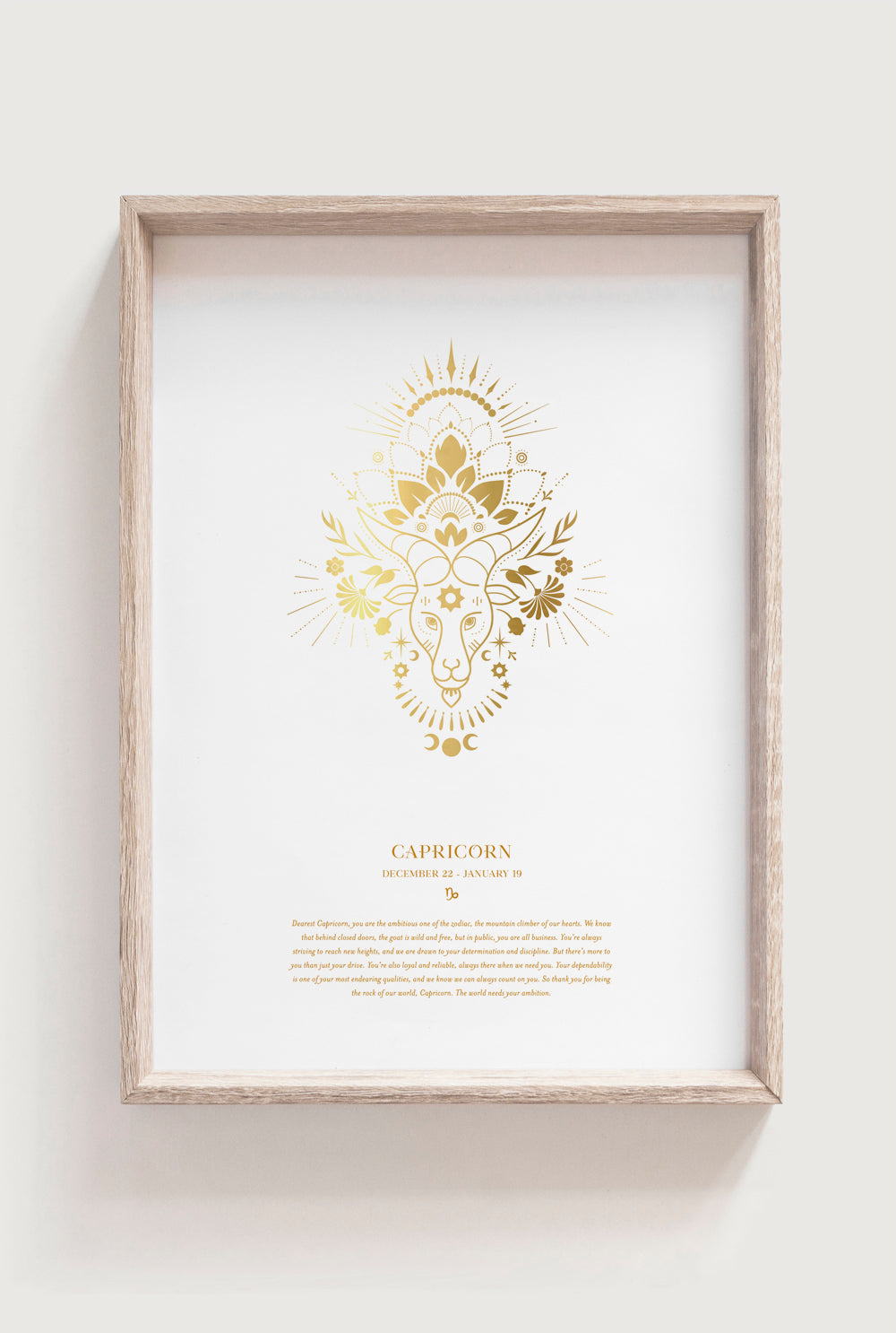 Capricorn Gold Zodiac Starsign Art Print