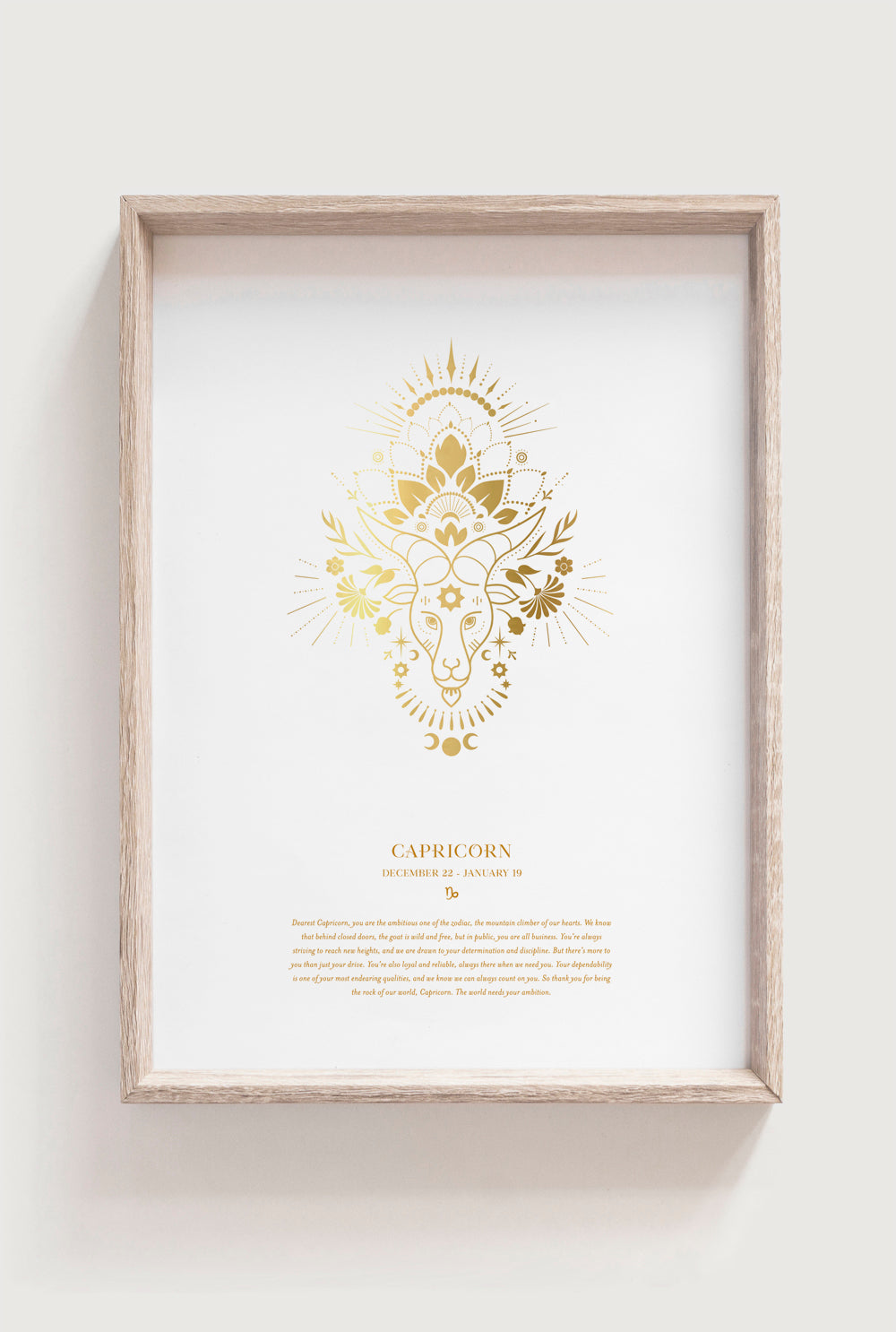 Capricorn Gold Zodiac Starsign Art Print
