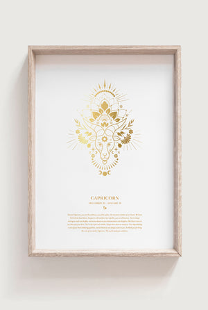 Capricorn Gold Zodiac Starsign Art Print