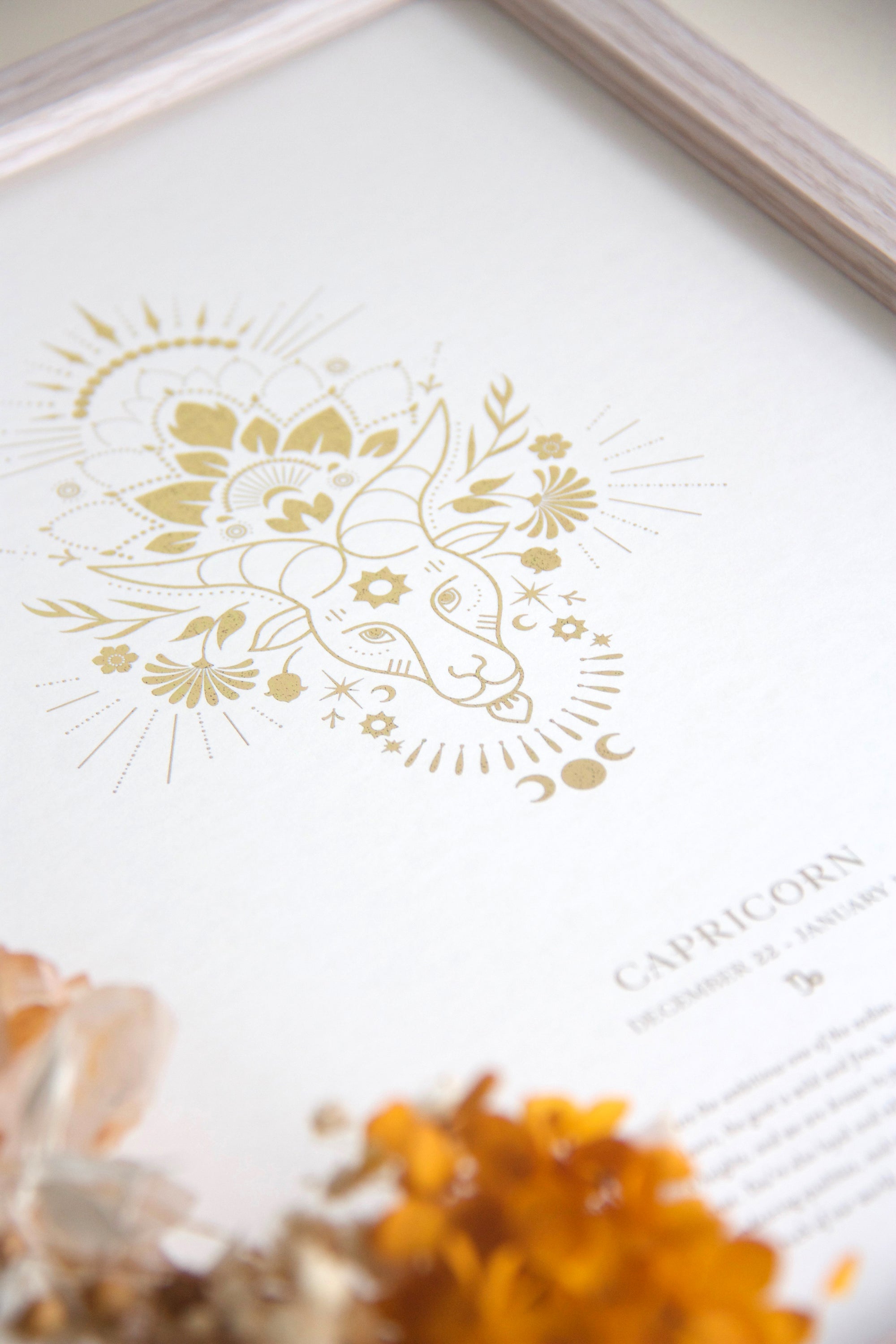 Capricorn Gold Zodiac Starsign Art Print
