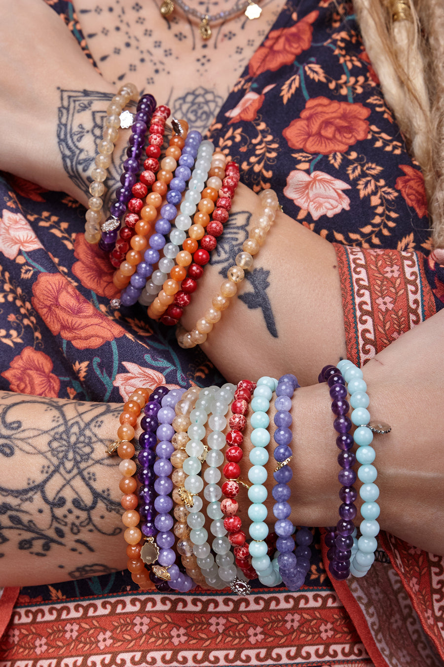 Layering gemstone bead chakra bracelets NZ