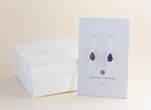 Crown Chakra Purple Amethyst Gold Earrings Jewellery NZ