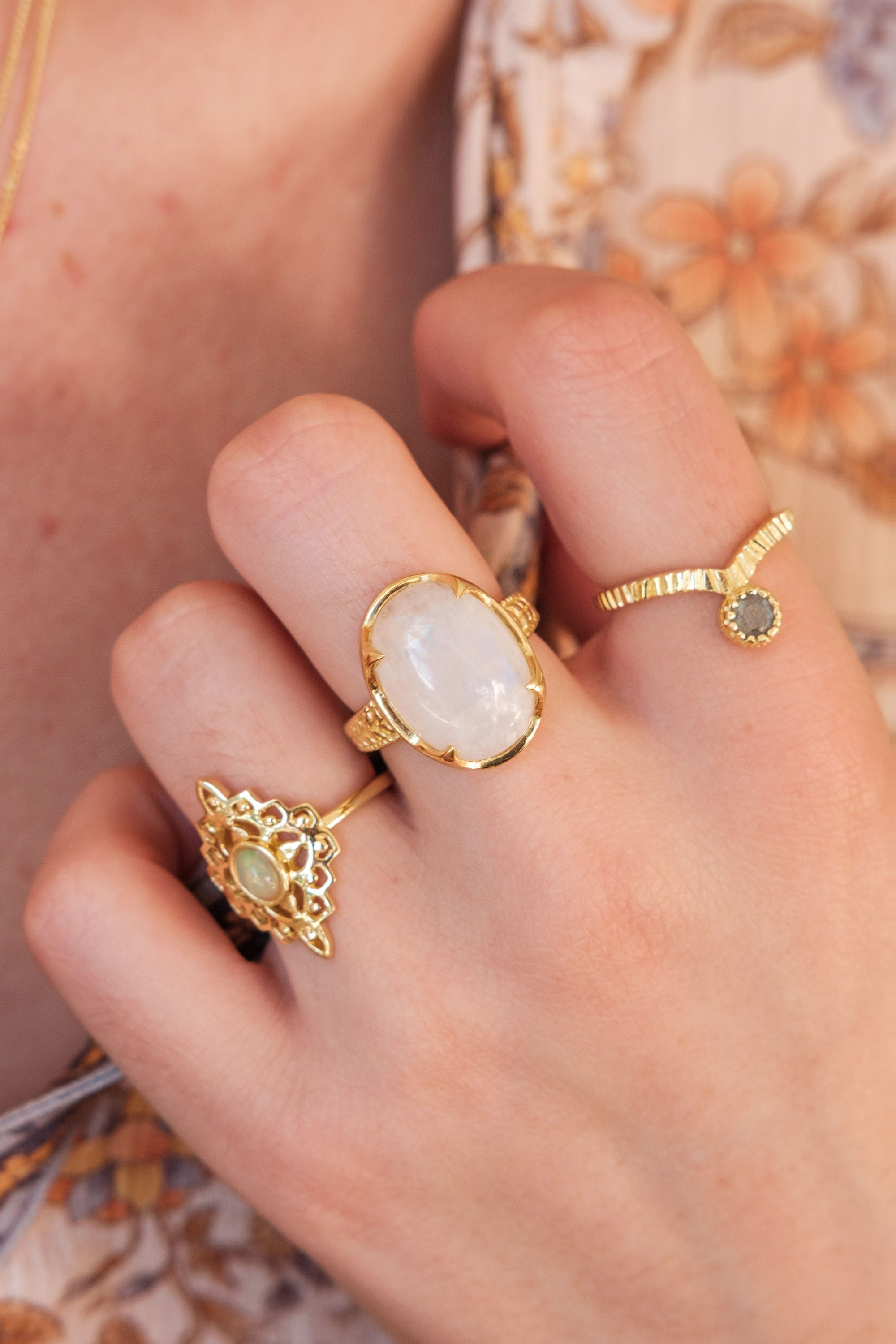 Gold statement ring healing crystals new zealand