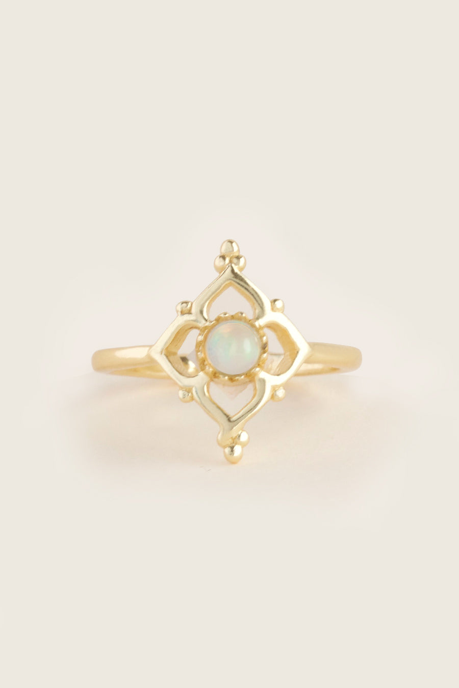 gold opal ring flower pattern