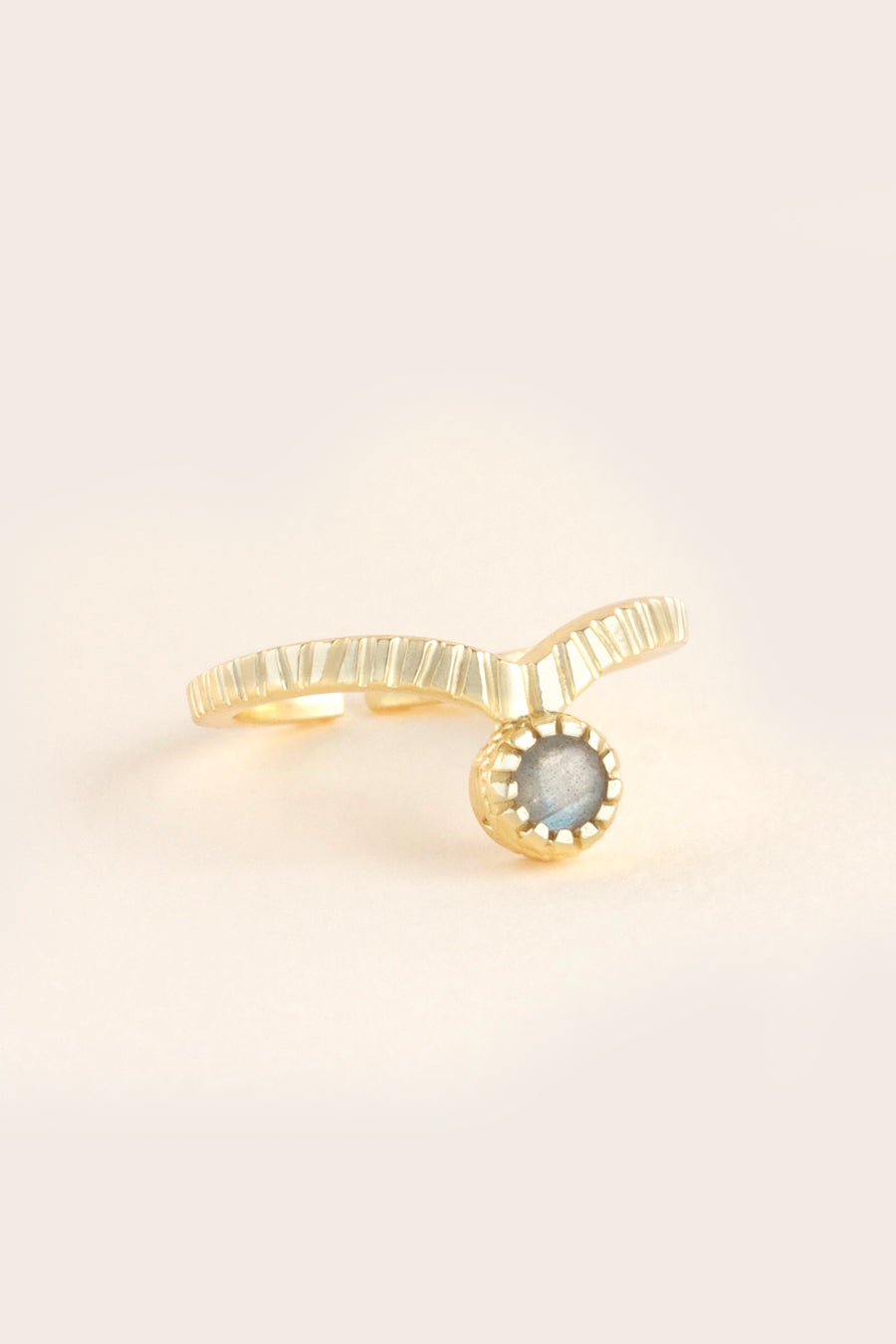 Gold Labradorite Crystal V Ring