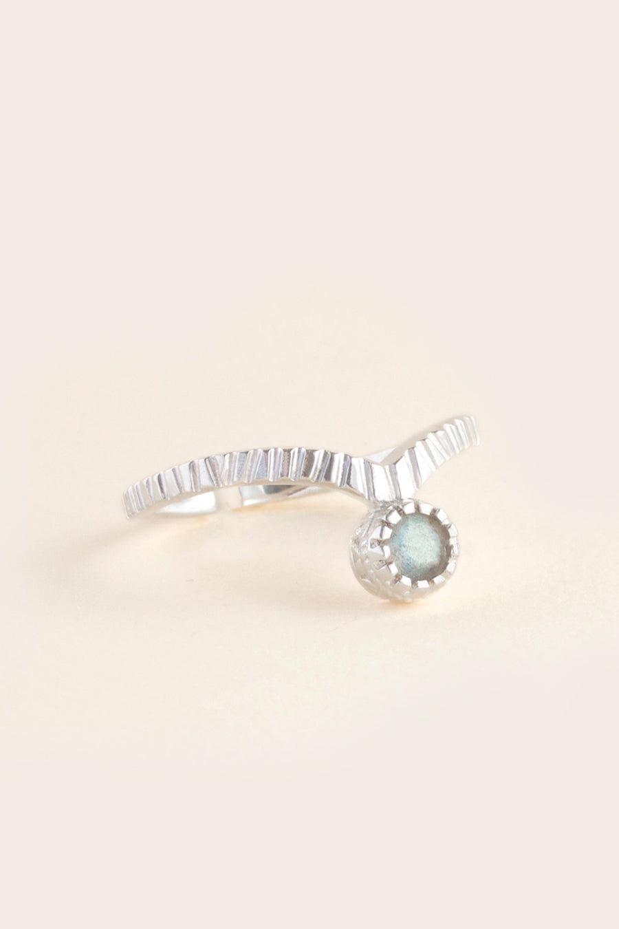 Silver stacking ring with crystal gemstone