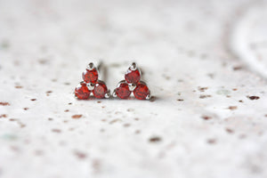 Silver Birthstone Studs - January/Garnet