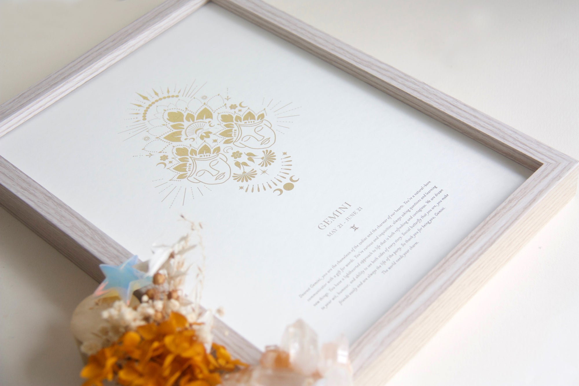Gemini Zodiac Gold Star Sign Art Print Gift