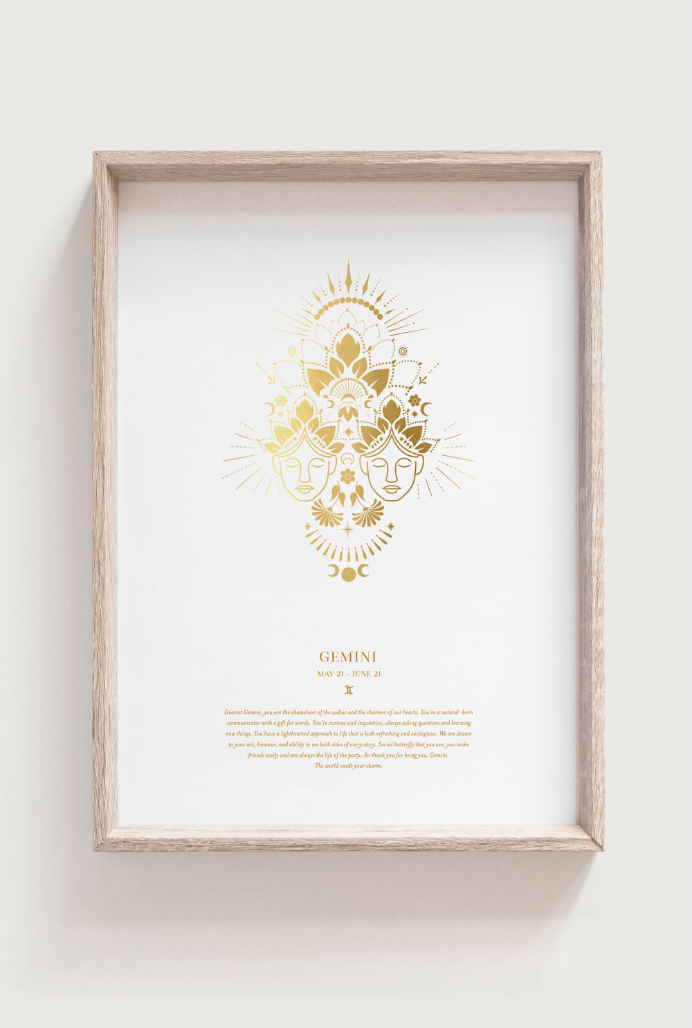 Gemini Zodiac Gold Star Sign Art Print Gift