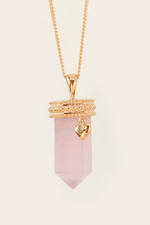 Love Heart Rose Quartz Crystal Love Necklace