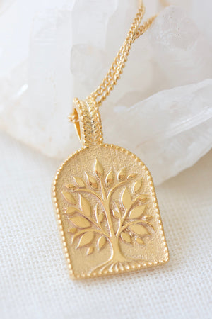 Leaves on Tree Arch Necklace Gold Jewellery