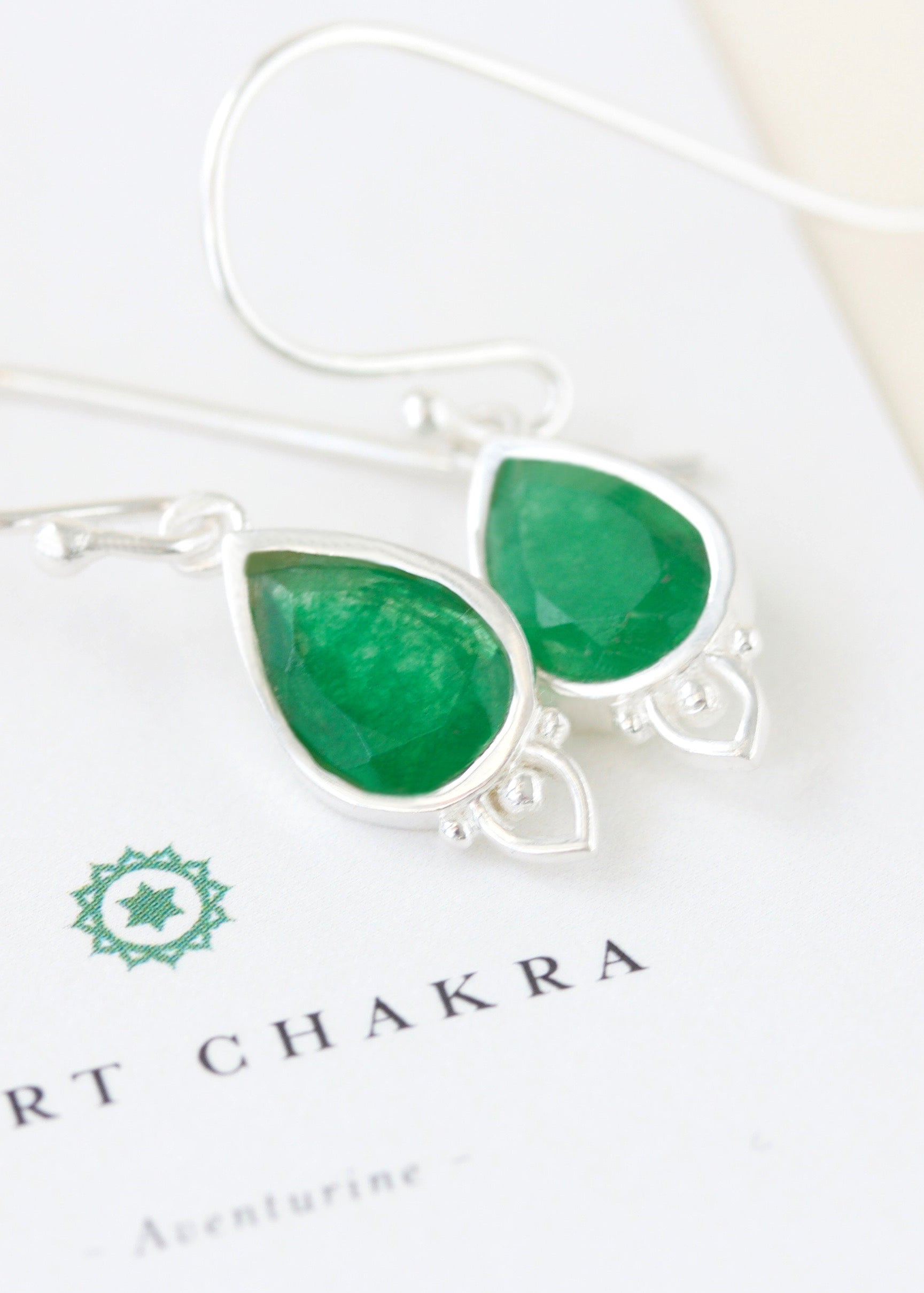 Green Heart Chakra Crystal Gemstone Earrings Jewellery NZ