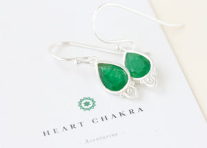 Green Heart Chakra Crystal Gemstone Earrings Jewellery NZ