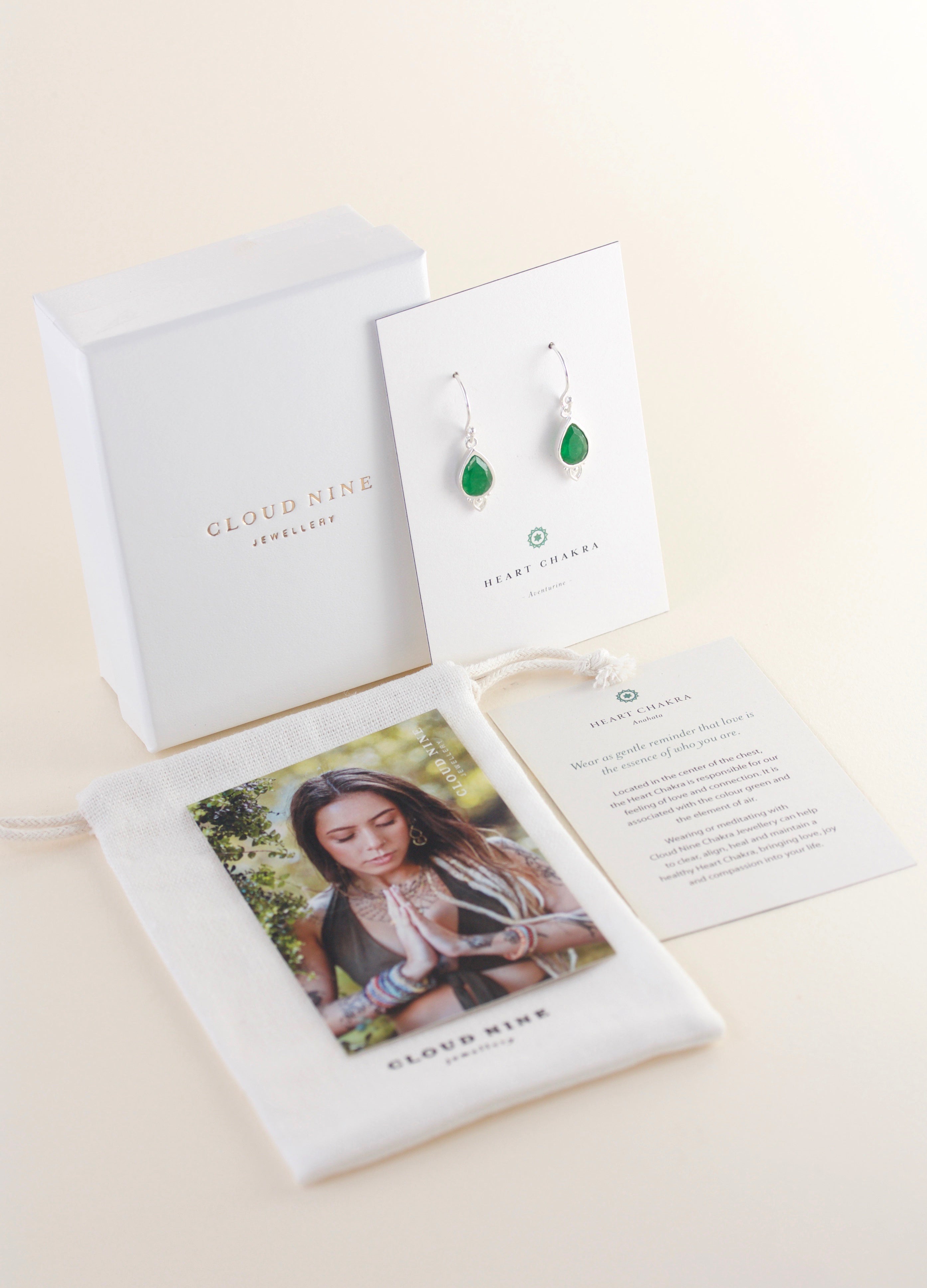 Green Heart Chakra Crystal Gemstone Earrings Jewellery NZ