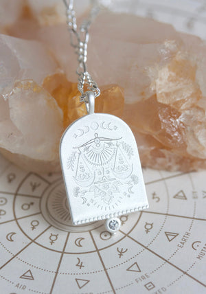 Libra Star Sign Zodiac Necklace in Sterling Silver. Jewellery from NZ.