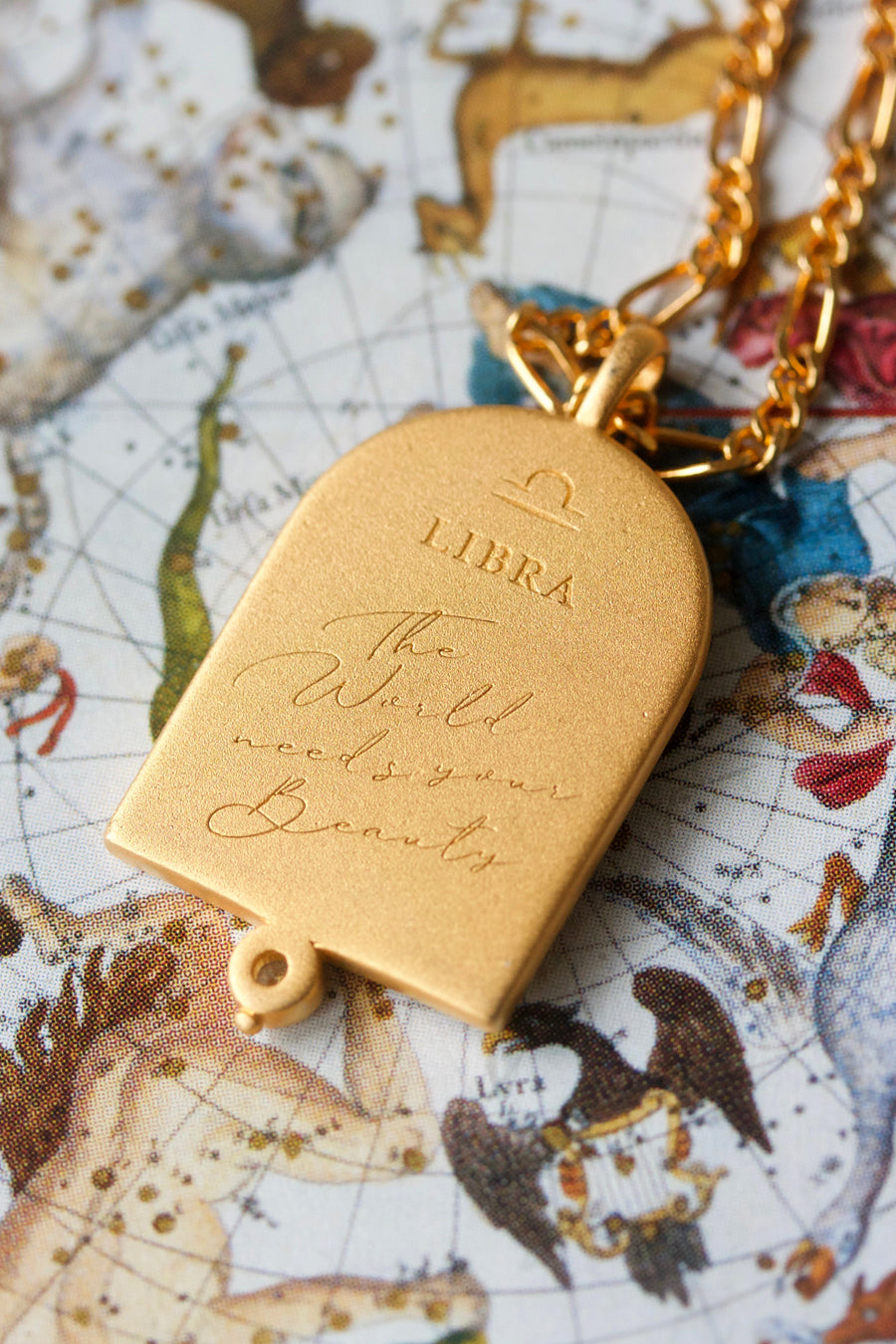 Libra Zodiac Necklace Gold