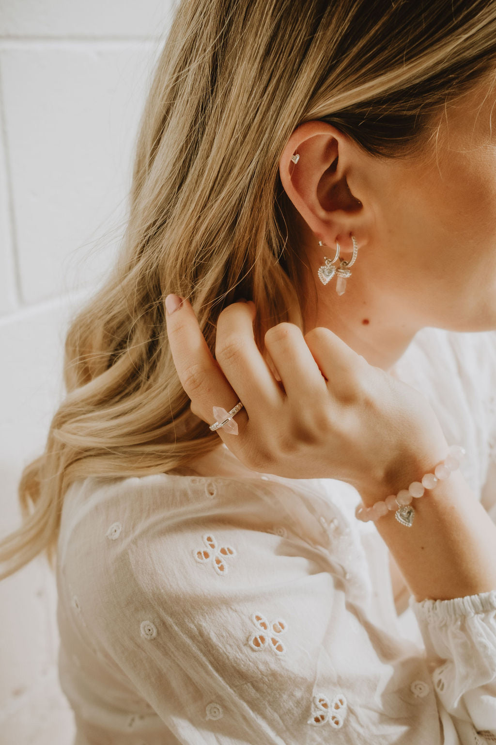Rose Quartz Crystal Hoop Earrings NZ