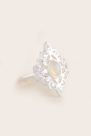 Silver Opal Boho Gemstone Ring NZ