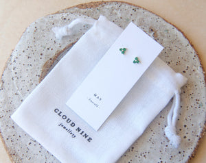May Emerald Birthstone Stud Earrings