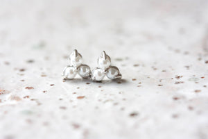 Silver Birthstone Studs - June/Pearl