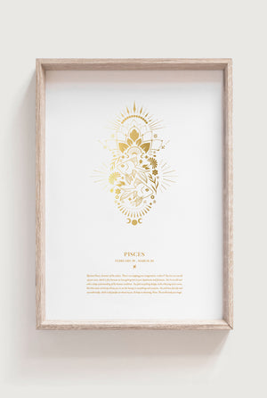 Pisces Zodiac Star Sign Art Print Birthday Gift