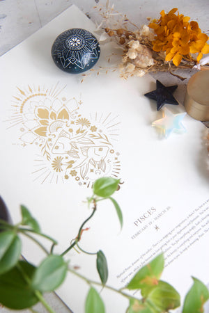 Pisces Zodiac Star Sign Art Print Birthday Gift