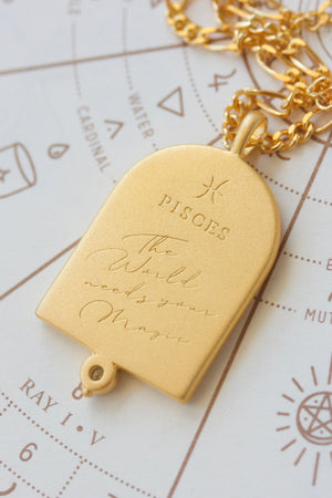 Pisces Fish Zodiac Astrology starsign Necklace in matt gold