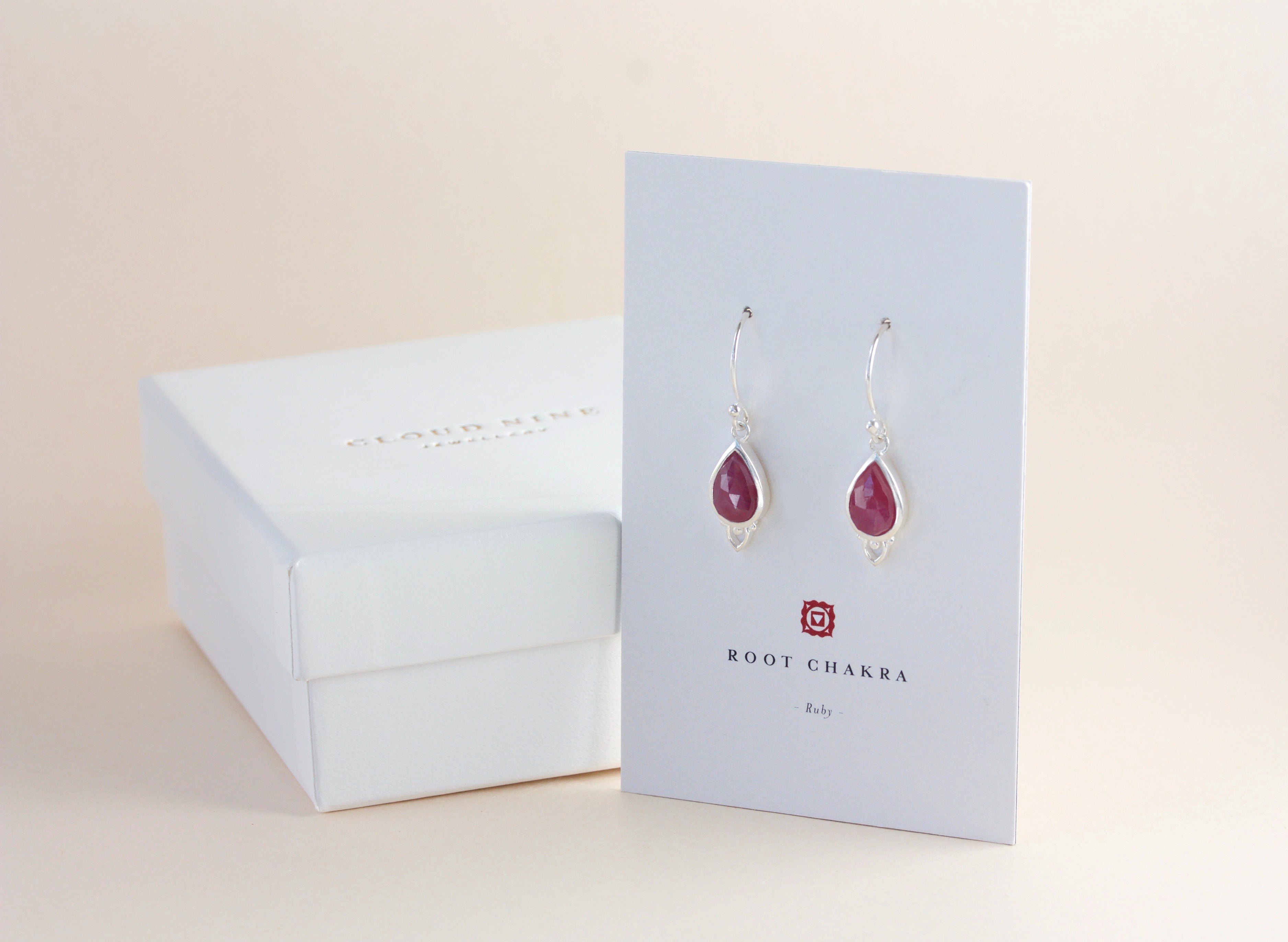 Root Chakra Red Ruby Gemstone earrings Silver NZ