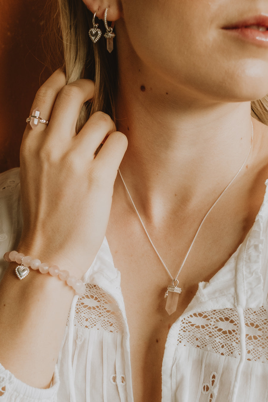 Rose Quartz Love Necklace for anniversary