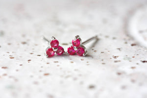 Silver Birthstone Studs - July/Ruby