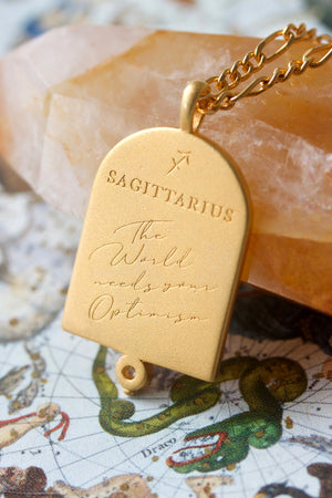 Sagittarius Gold Zodiac Astrology Pendant necklace in Gold, designed in NZ